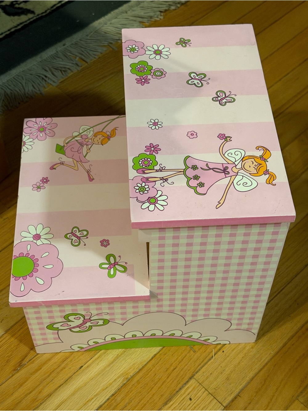 Pink Fairy-Themed Step Stool with Storage by PT Kids